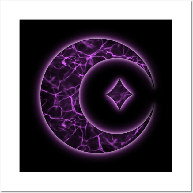 Purple Magic Crescent Moon Wall Art by Trippycollage